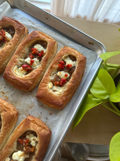 Goat Cheese, Red Pepper and Carmalized Onion Danish