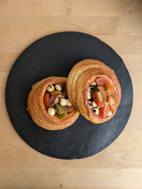 Tomato, bocconcini, balsamic, & basil oil danish